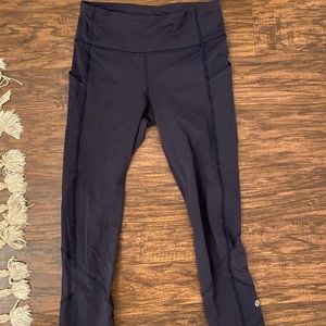 Navy High-Rise Side Pocket Leggings